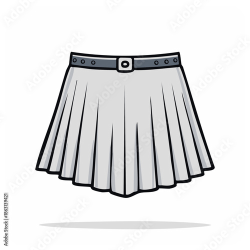 Pleated Skirt with Belt Detail Fashion Illustration