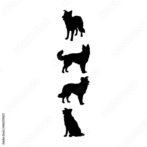 German shepherd animal silhouette, set of German shepherd vector, dog breed vector design, German shepherd silhouette art design