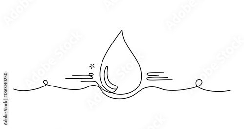 Minimalist line art of a water droplet in simple style, no editable stroke