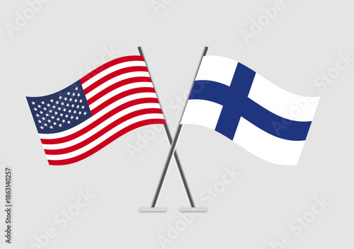 United States and Finland vector flags illustration on soft neutral field