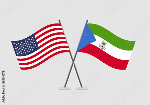 United States and Equatorial Guinea vector flags in celebration vector format