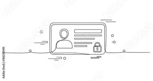 Minimalistic icon of a secure digital identification card, no editable stroke
