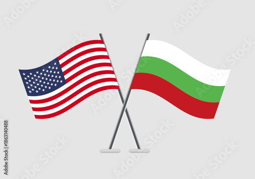 United States and Bulgaria vector flags in high-resolution flat design