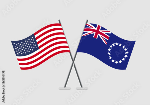 United States and Cook Islands vector flags in professional minimal vector style