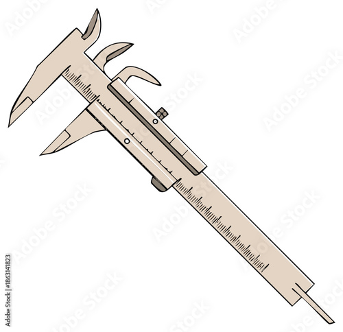 Precision measuring instrument vernier caliper with detailed scales and jaws for accuracy