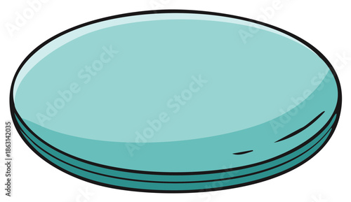 Simple oval soap bar in cartoon style with clean blue color and black outline