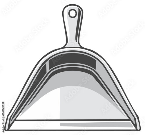 Classic gray dustpan illustration for cleaning chores and hygiene
