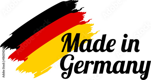 Label showing origin of product with national colors from Germany in modern design style