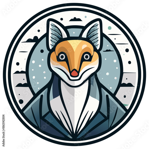 Stylized fox in formal attire emblem for smart business and nature concept