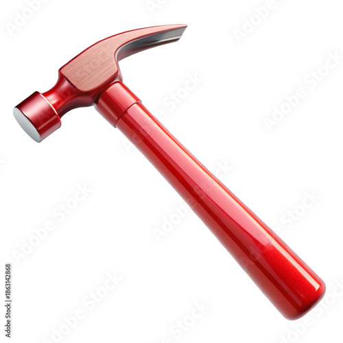 Red Claw Hammer Isolated on White Background