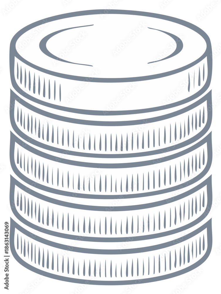 Obraz premium Stylized Coin Stack Financial Savings Icon, Finance and Budget Concept, Investment, Economy, and Money Collection Illustration