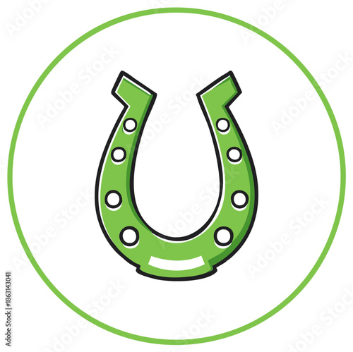 Green horseshoe good luck charm icon simple cartoon illustration for Irish celebration or fortune concept