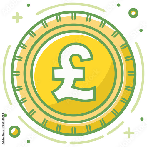 Cartoon pound coin illustration for financial concepts and graphic design resources