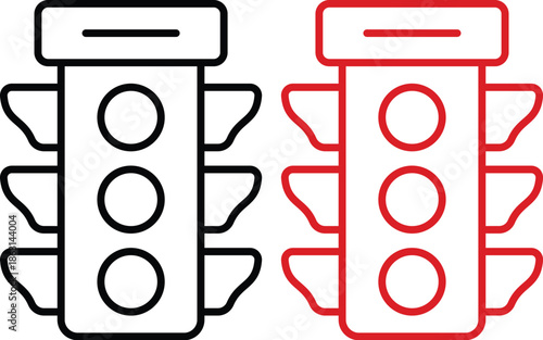 Traffic light icon set with simple and modern design.Vector icons on white background. Red green and yellow signal.