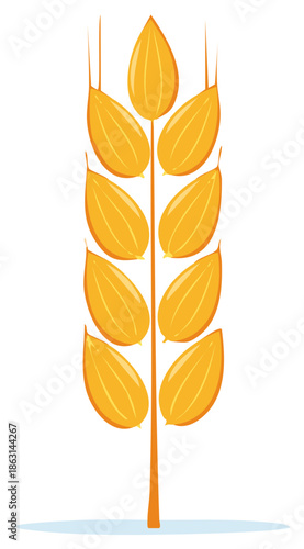 Vibrant golden wheat ear illustration symbolizing bountiful harvest agriculture and wholesome food production