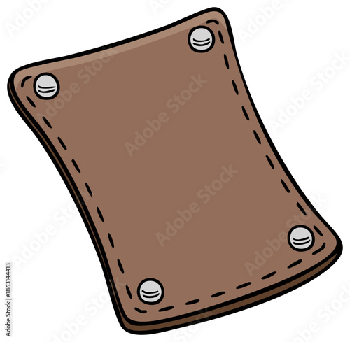 Brown leather decorative shape with riveted studs