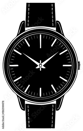Classic Black and White Wristwatch Illustration
