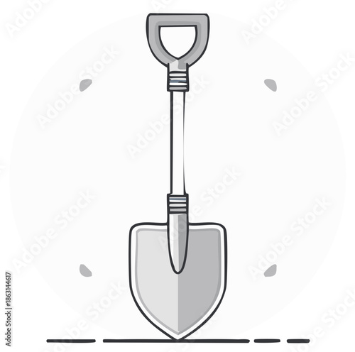 Illustration of a spade tool in a graphic design