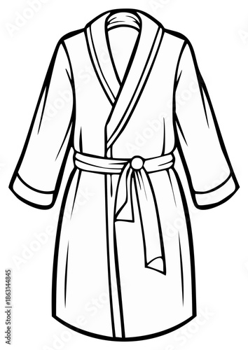 Outline of a bathrobe with belt tied vector illustration