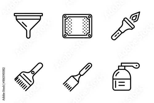 Painting Tools and Home Improvement Line Icons Set