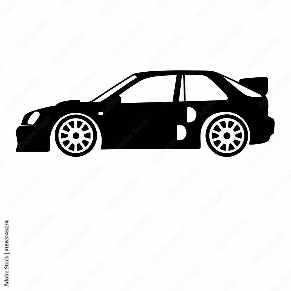 Fototapeta premium rally car icon silhouette in flat style for motorsport and racing design