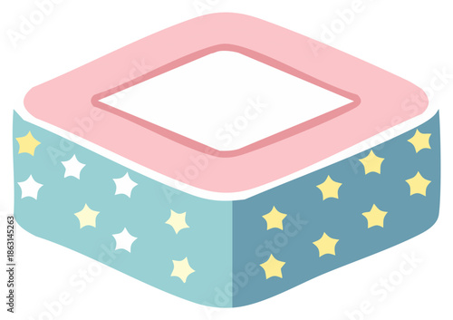 Cute Pastel Toy Block with Starry Pattern and Diamond Window Opening for Infant Playtime Fun