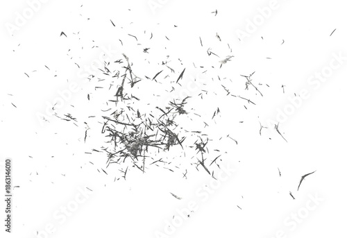 Tableau sur toile Black eraser scrap, shavings pattern isolated on white background, top view, cli