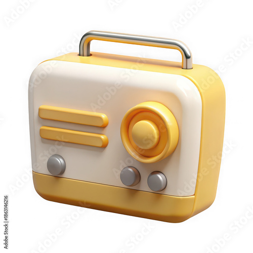 Vintage radio with classic design isolated on transparent background