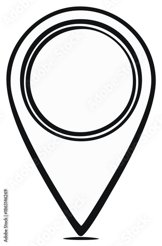 Simple black and white location pin icon representing a geographic marker on a map