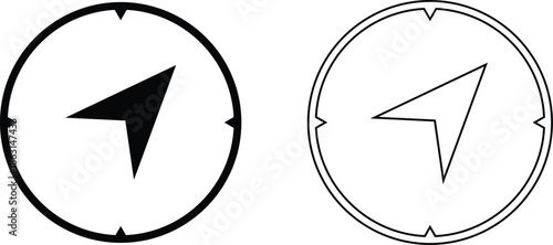 Set of compass navigation icons, collection of direction and orientation symbols, group of flat line vector illustrations, add compass rose, bearing, route, travel guide, black icon