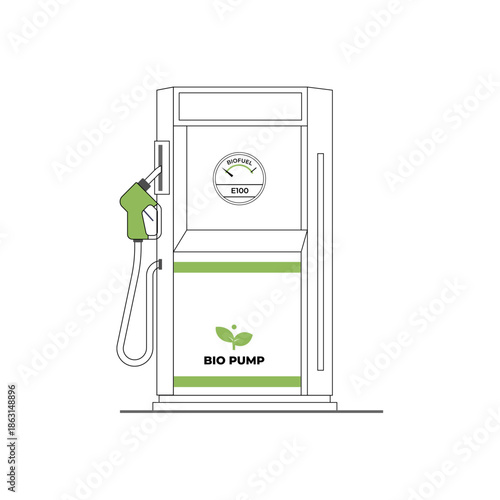 Biofuel petrol refill station. Renewable energy source derived from organic materials. Reducing greenhouse gas emissions. Alternative green diesel. Environmental care, sustainability