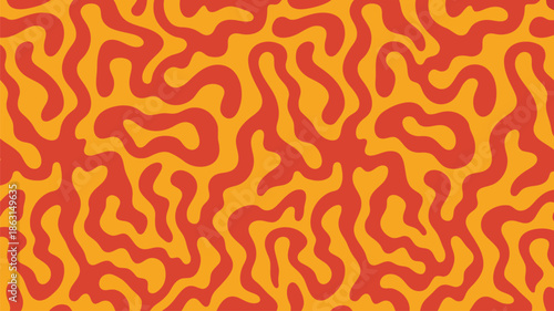 This image shows a vibrant organic wavy pattern in contrasting orange and red colors
