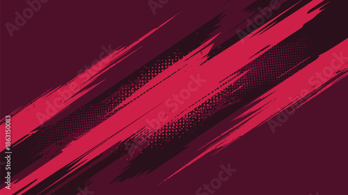 Vibrant fuchsia and black diagonal brushstroke patterns with subtle halftone dots on a rich magenta background