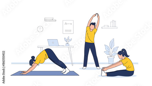 Home Fitness Routine People Exercising Indoors Staying Active and Healthy