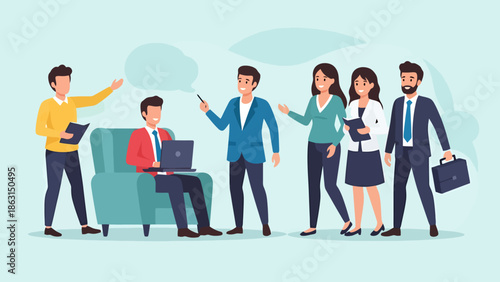 Diverse Business Team Collaborating and Discussing Ideas in Office Setting