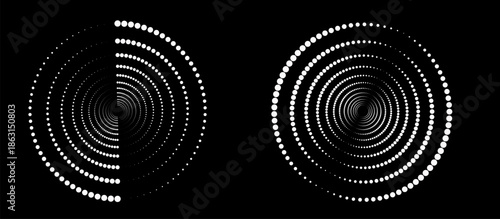 Multicolored spiral. Curved path of dots and lines. Vector.