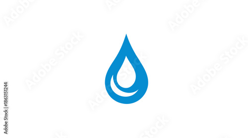 Simple blue water drop icon. Abstract liquid droplet graphic illustration. Clean water or fluid symbol design element.