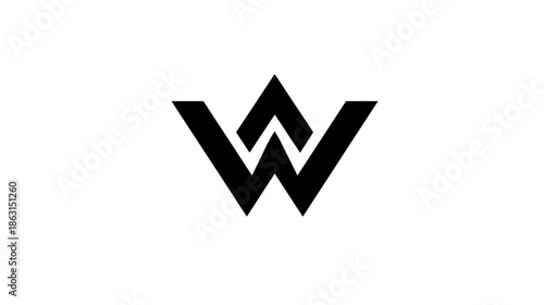 Modern abstract black and white letter W monogram logo design. Stylized geometric initial symbol icon for branding or graphic identity.