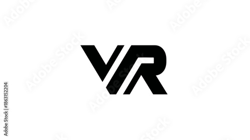Modern stylized VR icon or logo concept for virtual reality, augmented reality, metaverse, gaming, and future tech.