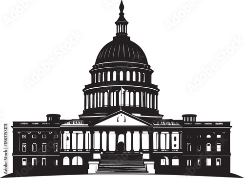  Government Capitol Silhouette Vector Illustration