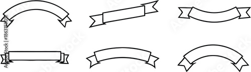 Ribbon banner icon set, Ribbon banner collection, decorative silhouette icons, ribbons sign style. Web icon kit of text banner tapes, Vector illustration !