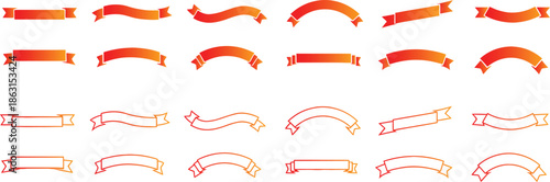 Ribbon banner icon set, Ribbon banner collection, decorative silhouette icons, ribbons sign style. Web icon kit of text banner tapes, Vector illustration !