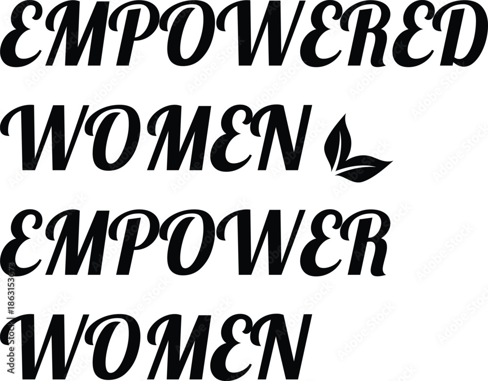 Fototapeta premium Empowered women empower women with leaf emblem promoting feminism and solidarity