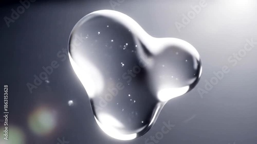 Clear Gel Serum Droplets on Dark Background.