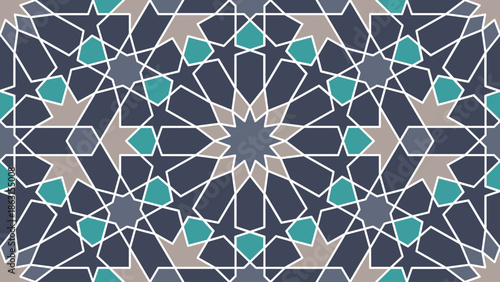 Tableau sur toile Moroccan Geometric Tile Pattern Seamless Islamic Mosaic Background