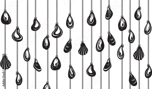 Set of decorative teardrop and feather shaped hanging ornaments