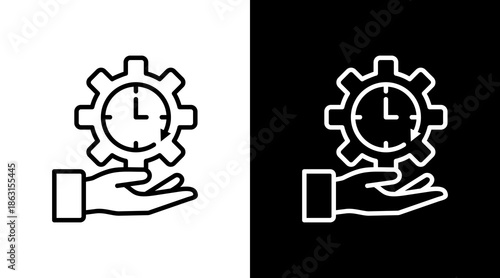 Time Management White Icon Set Vector 