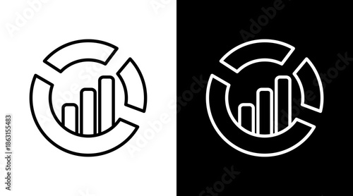 Donut Chart White Icon Set Vector 