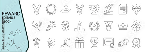 Reward Editable Stock Outline Icon Set