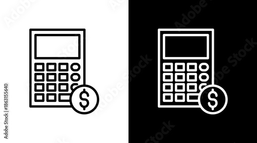 Calculator White Icon Set Vector 